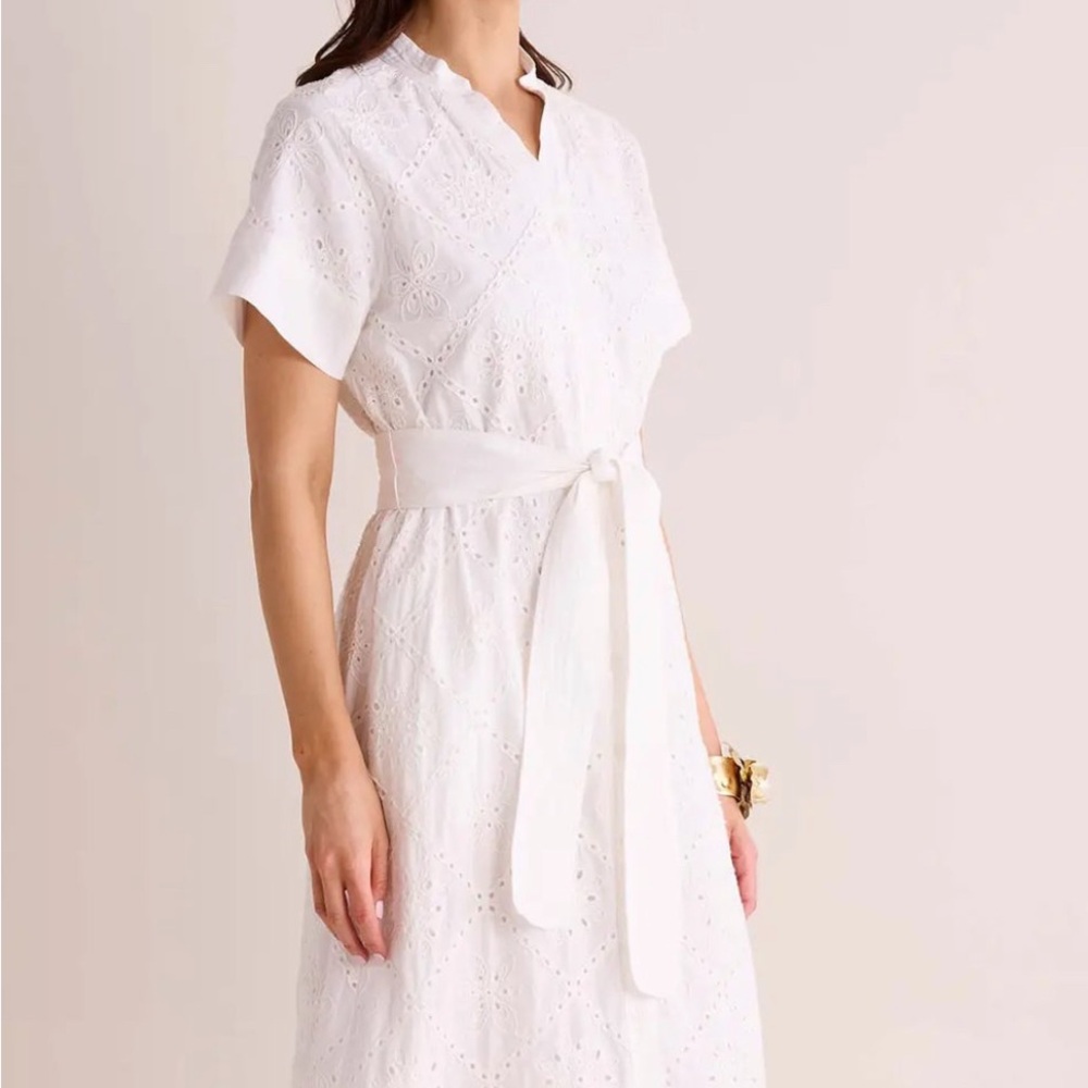 Chic White Eyelet Midi Dress
